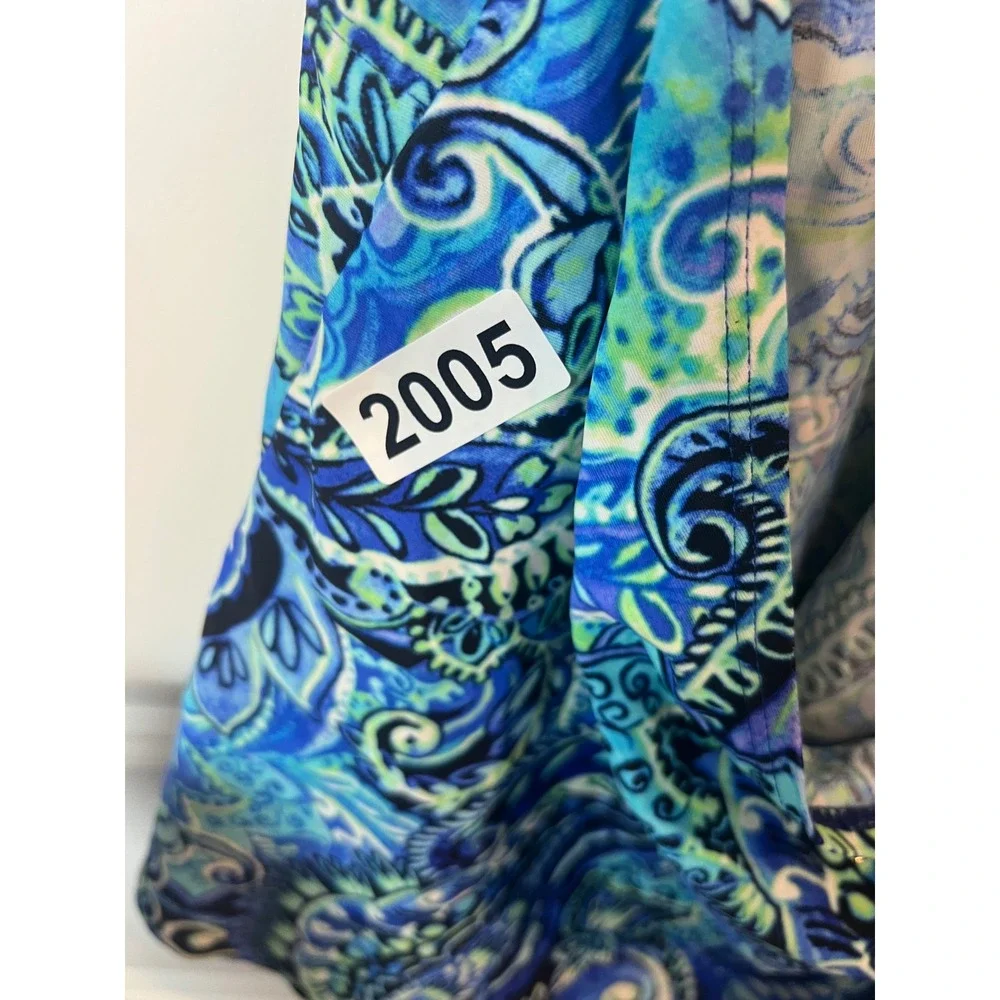 Chaps Womens Tankini Top Paisley Halter Blue Size 12